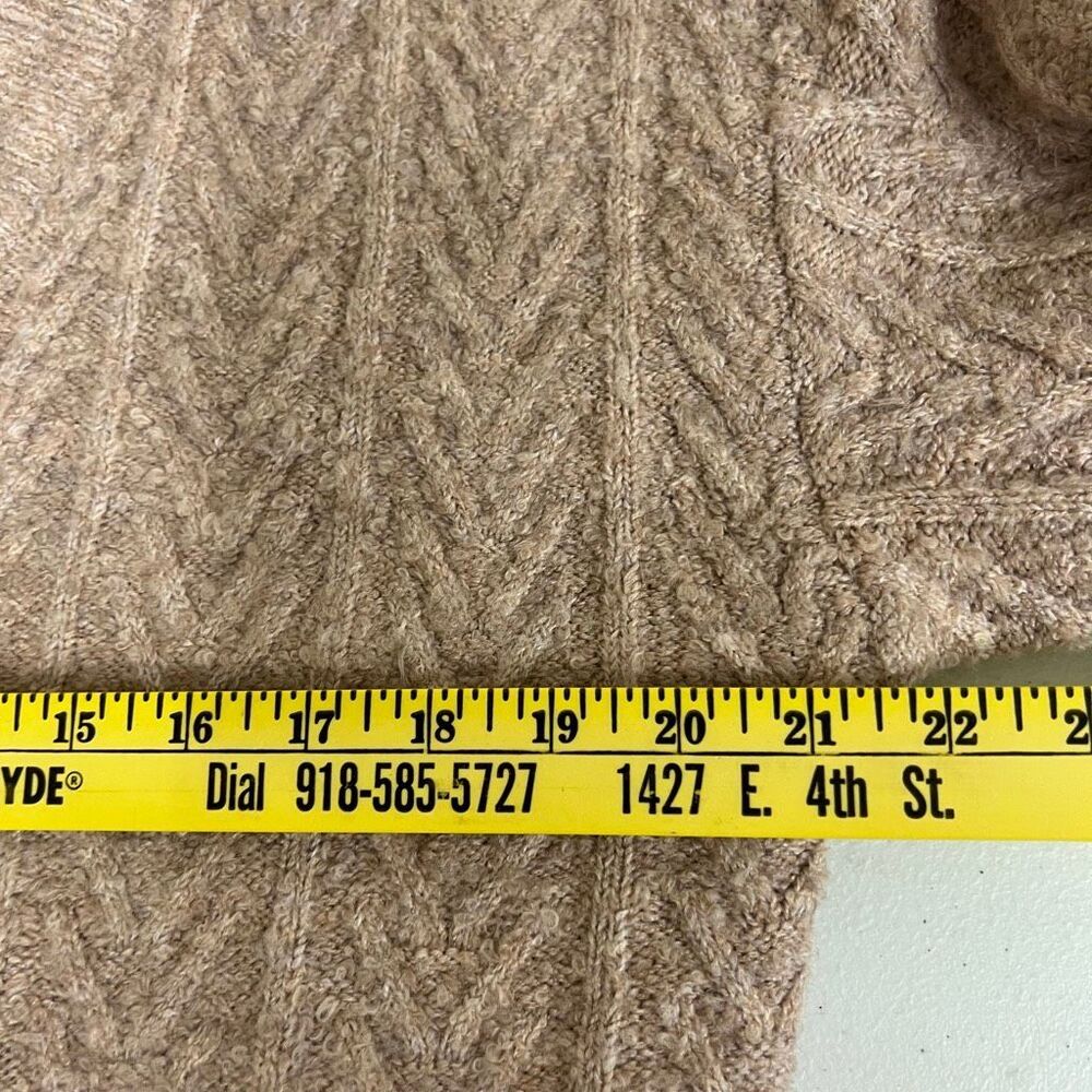 JASON WU Sweater Medium Tan V-Neck Chevron Knit Pullover Long Sleeve Cozy Winter - Picture 11 of 12